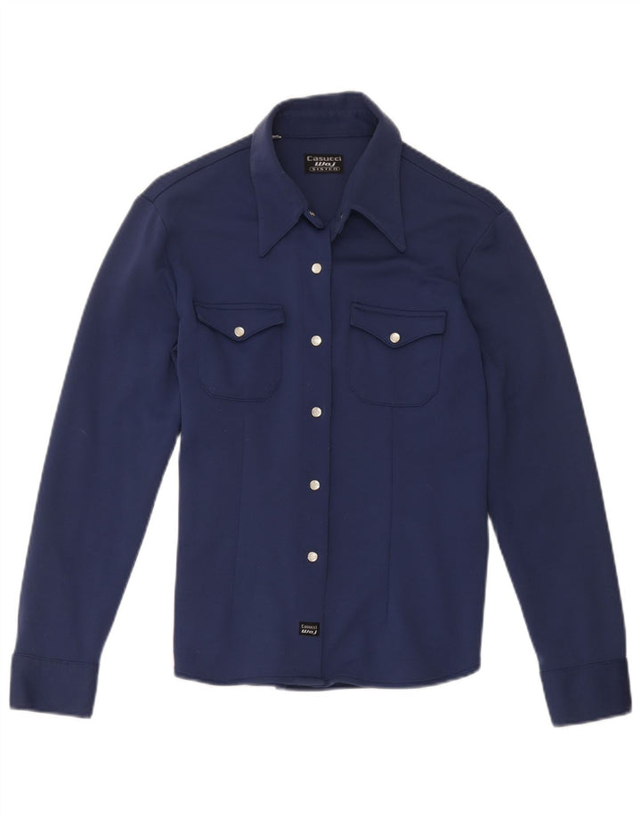 Casucci Womens Shirt Blouse UK 12 Medium Navy Blue Nylon