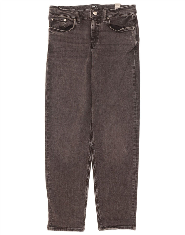 Marks & Spencer Womens Tapered Jeans UK 12 Medium W30 L30 Grey Cotton
