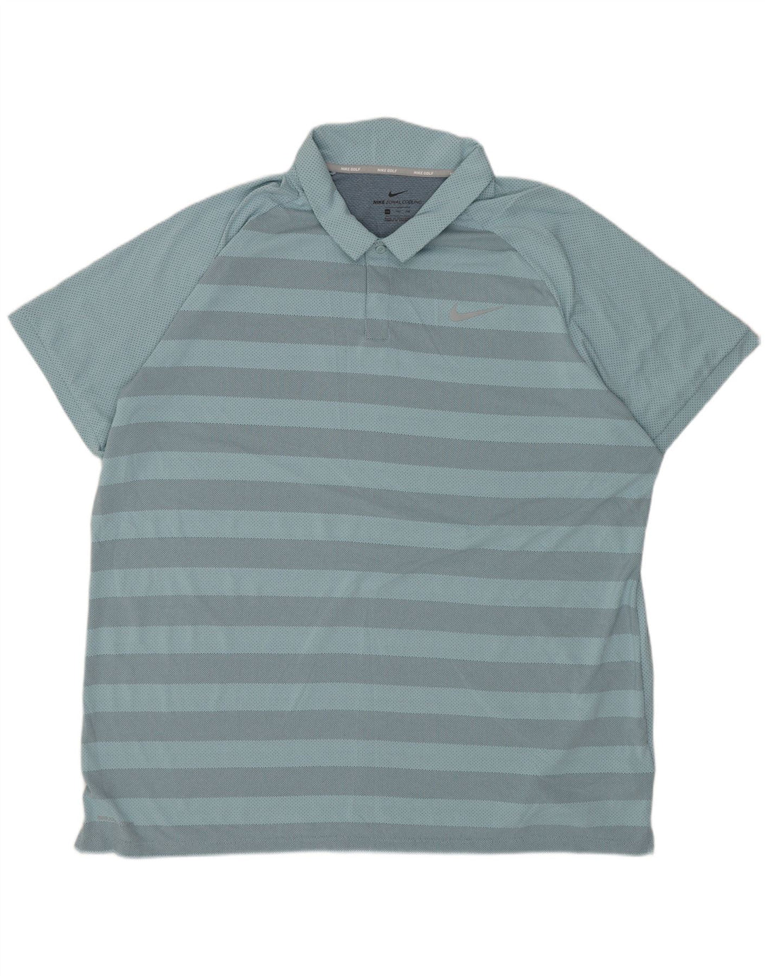 NIKE Mens Polo Shirt 2XL Blue Striped Polyester