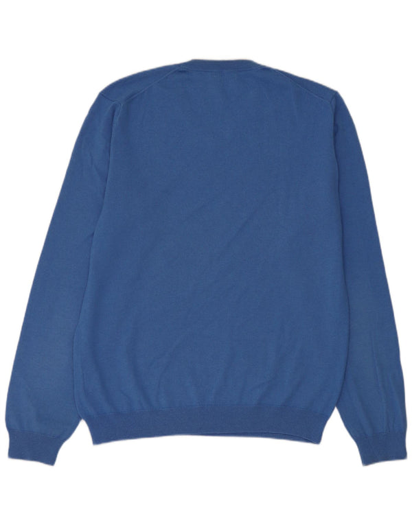 Sun68 Womens V-Neck Jumper Sweater UK 18 XL Blue Merino Wool