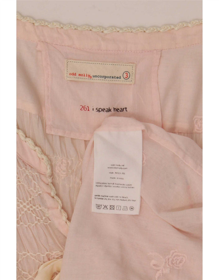 Odd Molly Womens Long Sleeve Front Tie See Through Top UK 12 Medium Pink