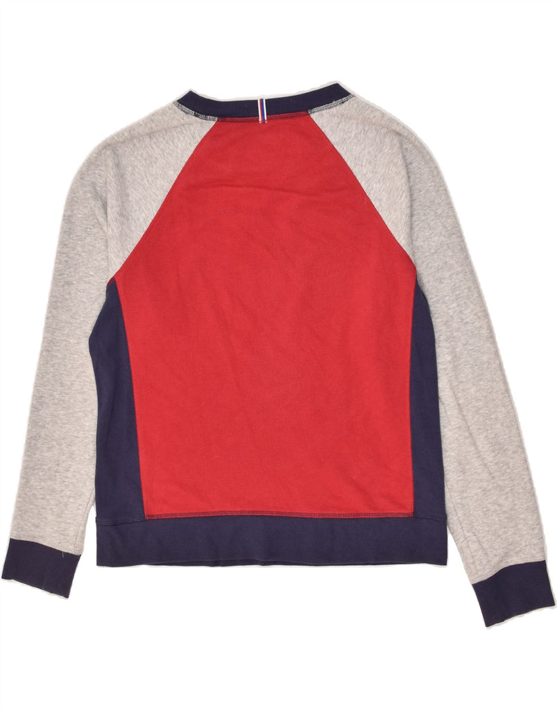 CHAMPION Womens Graphic Sweatshirt Jumper UK 14 Medium Red Colourblock | Vintage Champion | Thrift | Second-Hand Champion | Used Clothing | Messina Hembry 