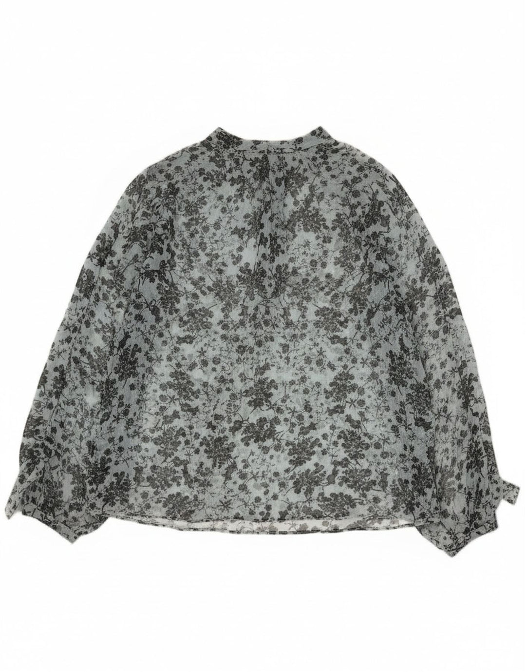 Zara Womens See Through Long Sleeve Blouse Top UK 14 Medium Blue Floral