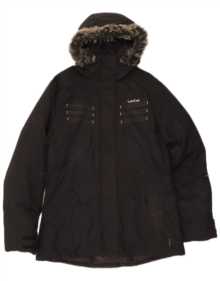 Wed'Ze Womens Hooded Windbreaker Jacket UK 14 Medium Black Polyamide