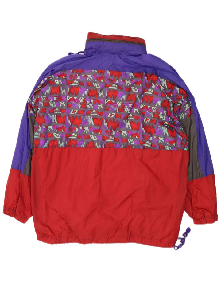 Vintage Mens Hooded Anorak Jacket UK 40 Large Red Colourblock Polyamide