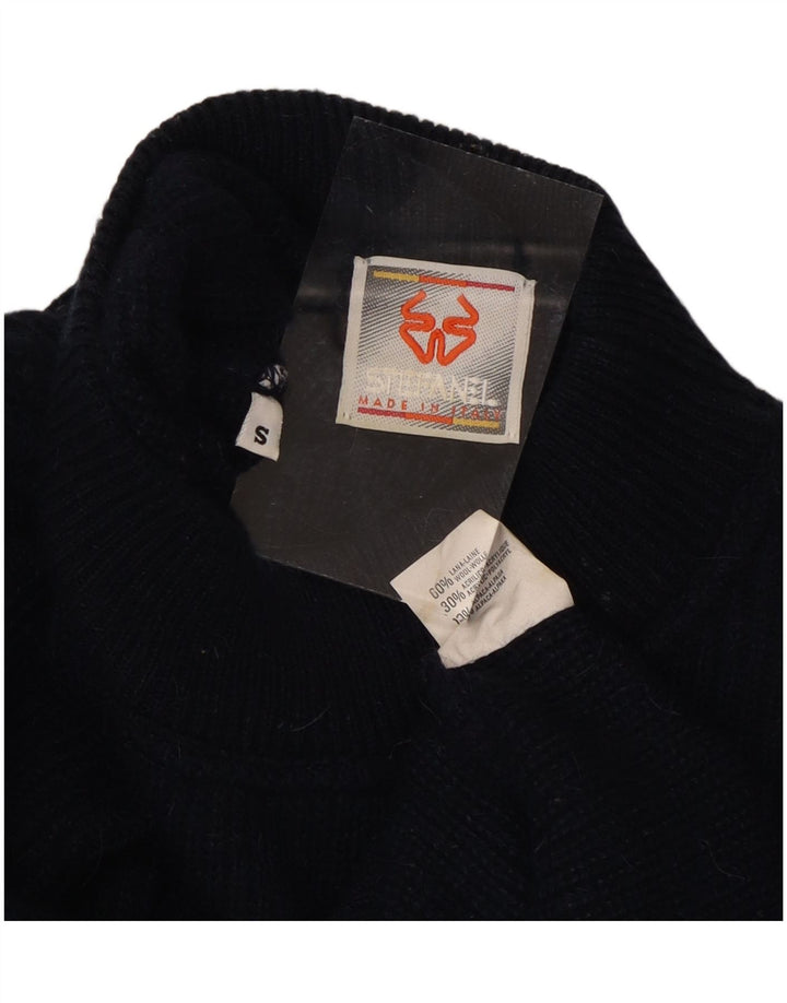STEFANEL Mens Turtle Neck Jumper Sweater Small Navy Blue Wool
