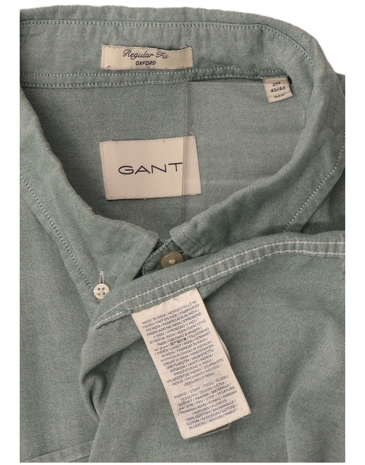 Gant Mens Regular Fit Shirt Size 45/46 2XL Green Cotton