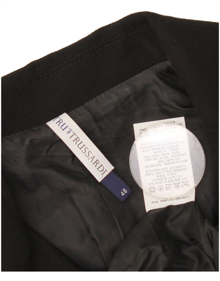 Trussardi Womens 3 Button Blazer Jacket IT 48 XL Black Polyester