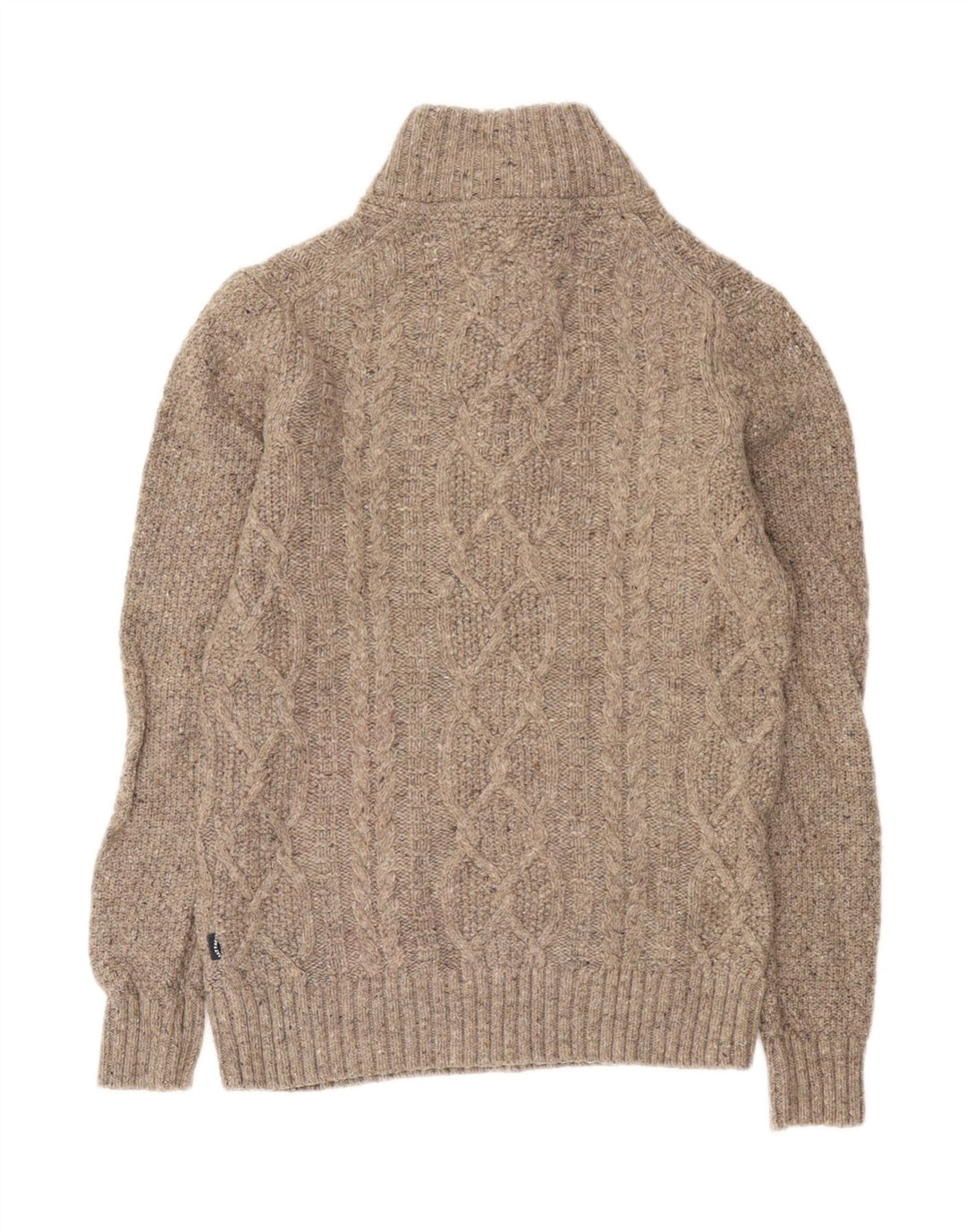 Fat Face Mens Button Neck Jumper Sweater Small Beige Wool