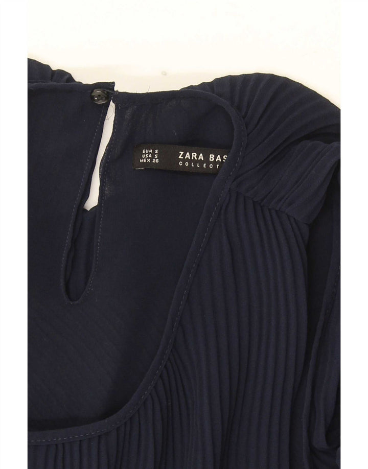 Zara Womens Sleeveless Blouse Top UK 10 Small Navy Blue