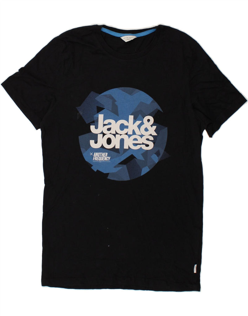 JACK & JONES Mens Graphic T-Shirt Top Medium Black Cotton | Vintage Jack & Jones | Thrift | Second-Hand Jack & Jones | Used Clothing | Messina Hembry 