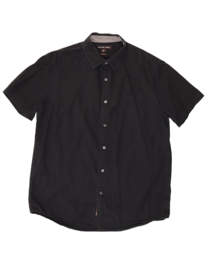 Michael Kors Mens Classic Fit Short Sleeve Shirt Medium Black
