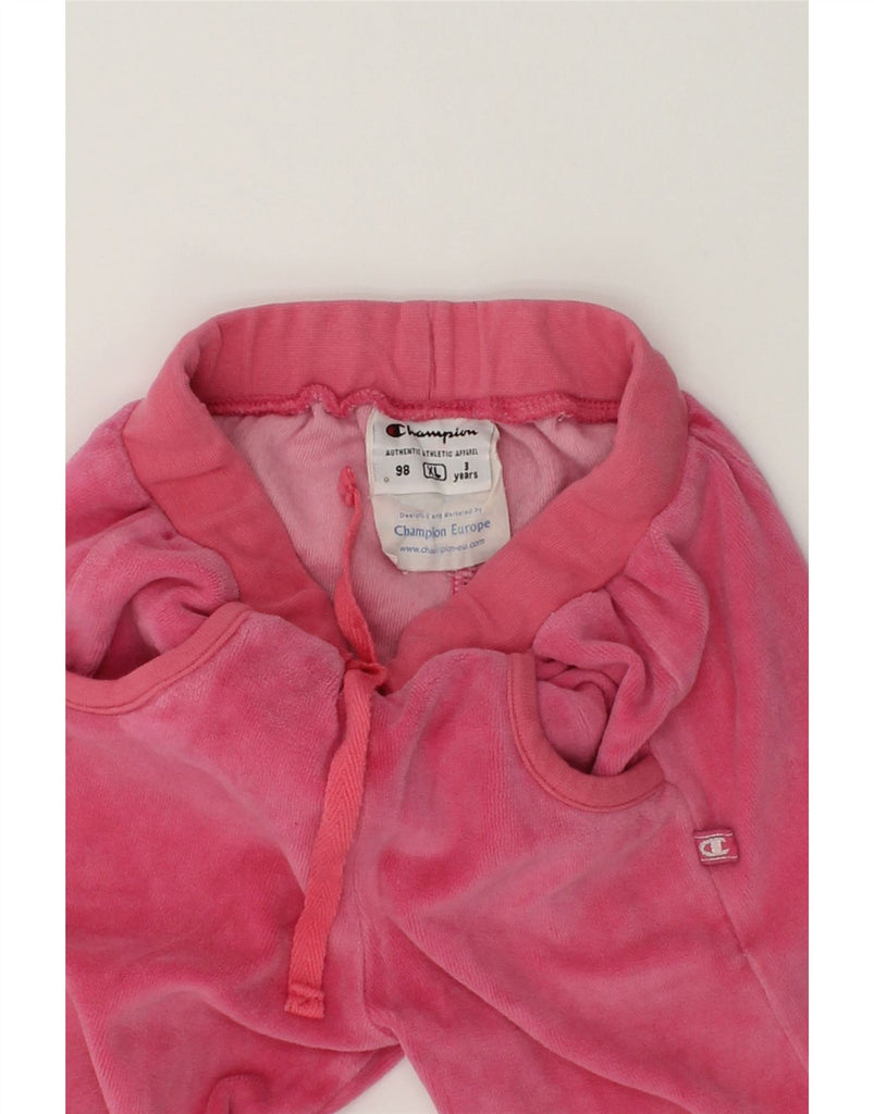 CHAMPION Girls Velour Tracksuit Trousers 2-3 Years XL  Pink Polyester | Vintage Champion | Thrift | Second-Hand Champion | Used Clothing | Messina Hembry 