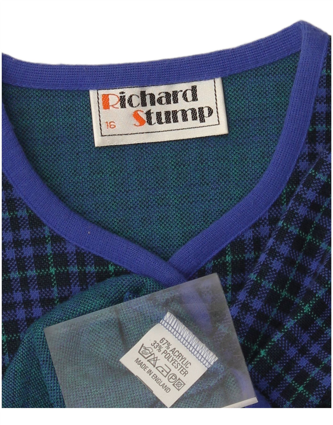 RICHARD STUMP Womens 5 Button Blazer Jacket UK 16 Large  Blue Check