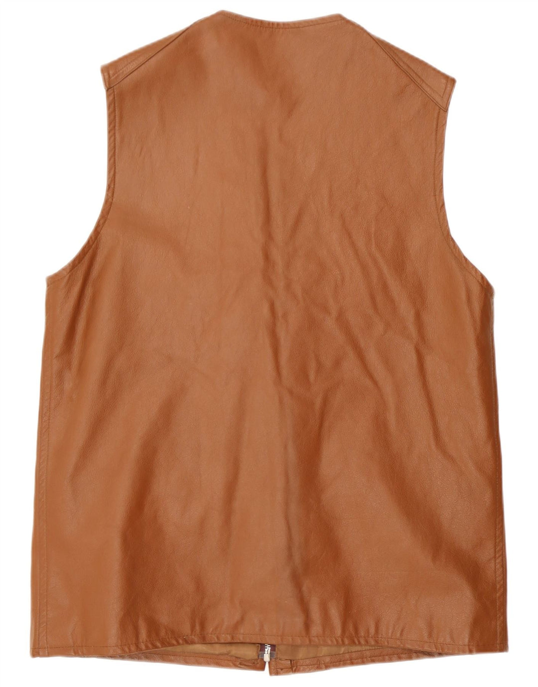 Vintage Mens Leather Gilet UK 38 Medium Brown
