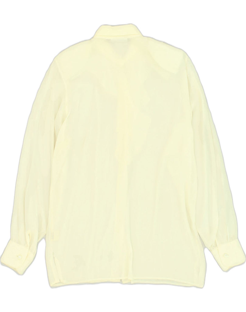 VINTAGE Womens See Through Oversized Ruffle Front Shirt UK 8 Small Yellow | Vintage Vintage | Thrift | Second-Hand Vintage | Used Clothing | Messina Hembry 