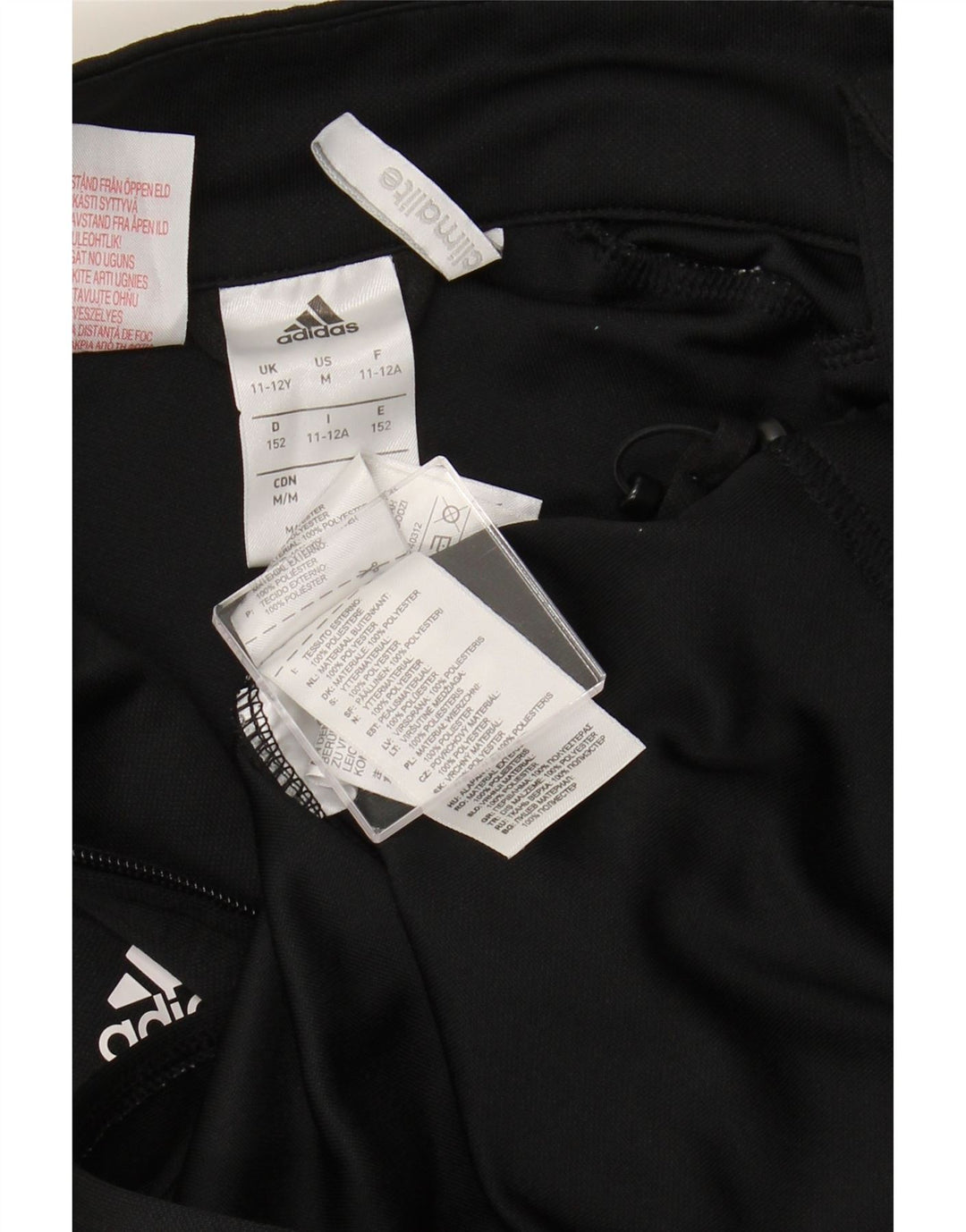 ADIDAS Boys Climalite Tracksuit Top Jacket 11-12 Years Black Polyester