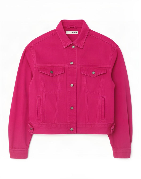 Topshop Womens Oversized Denim Jacket UK 10 Small Pink Cotton