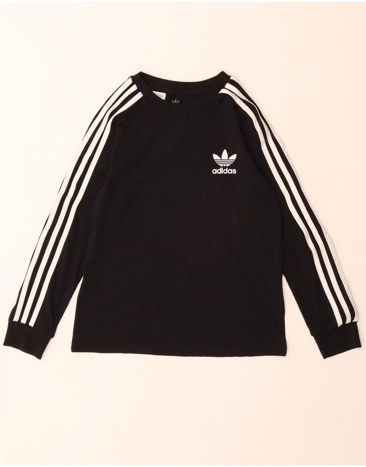 ADIDAS Girls Top Long Sleeve 9-10 Years Black Cotton