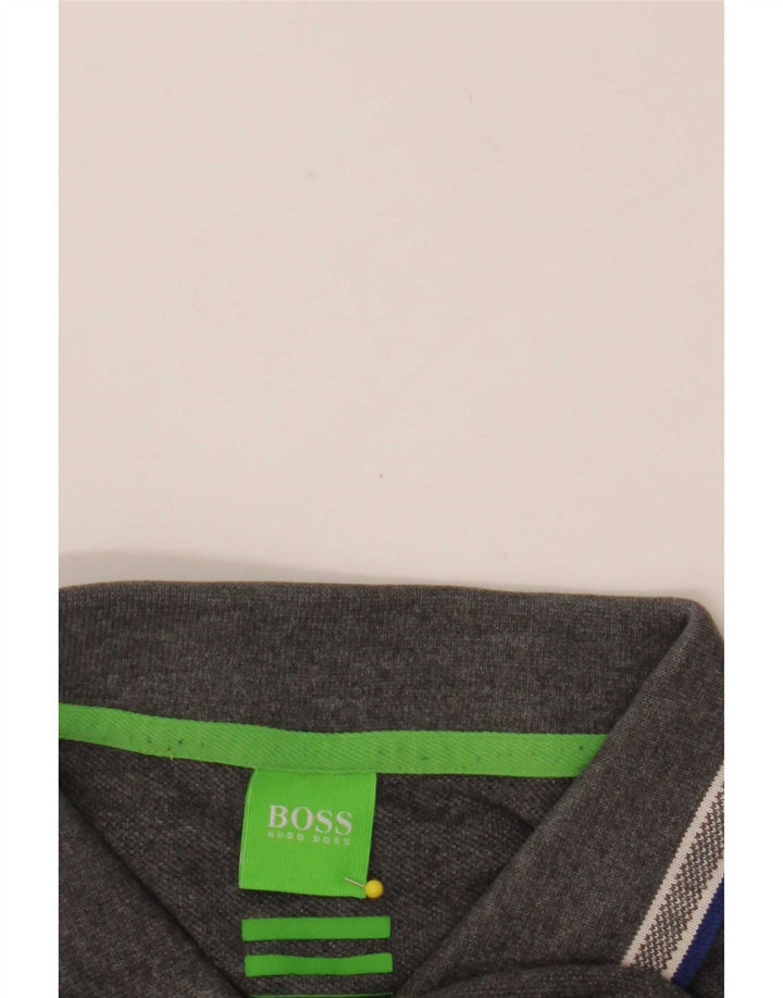 Hugo Boss Mens Polo Shirt Large Grey Cotton
