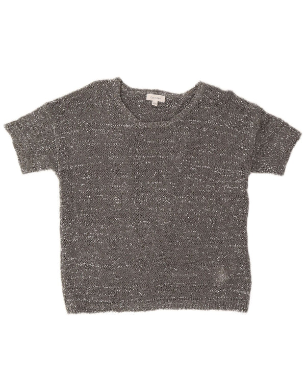 Calvin Klein Womens Boat Neck Jumper Sweater UK 10 Small Grey Modern