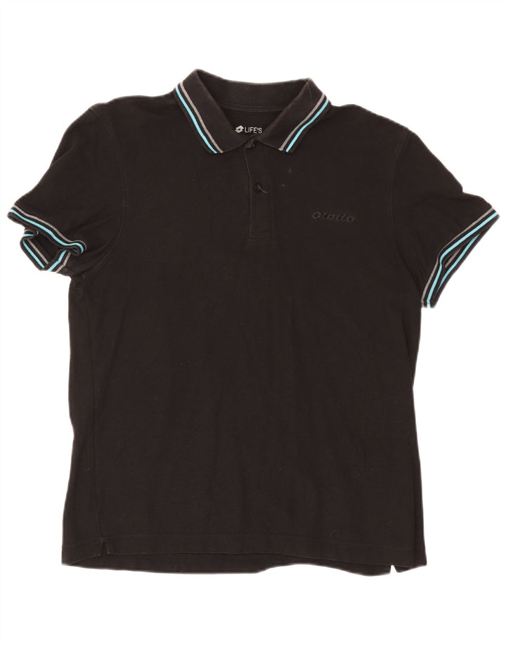 Lotto Mens Polo Shirt Large Black Cotton
