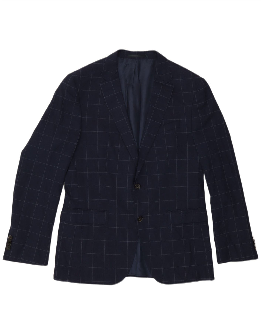 Hugo Boss Mens 2 Button Blazer Jacket EU 50 Large Navy Blue Check