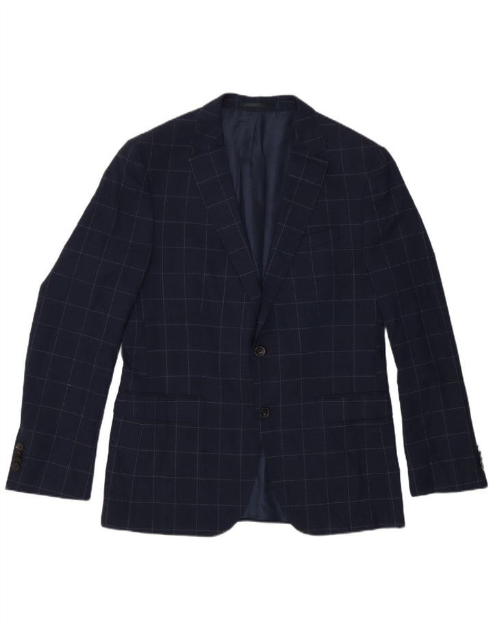 Hugo Boss Mens 2 Button Blazer Jacket EU 50 Large Navy Blue Check