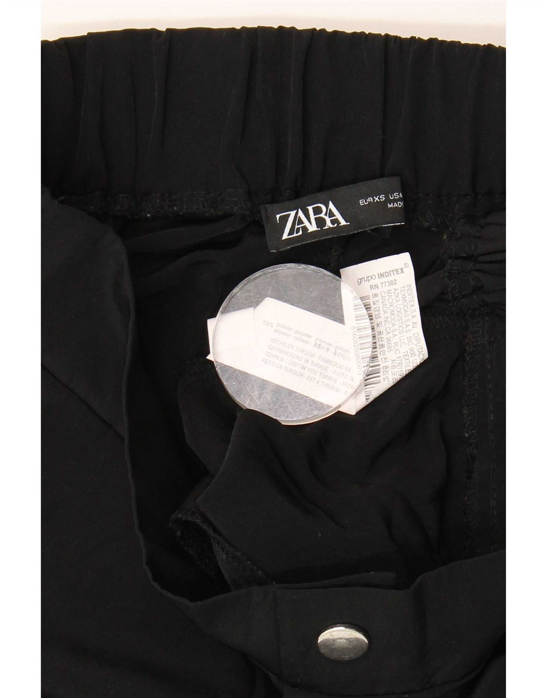 Zara Womens Joggers Cargo Trousers XS W24 L25 Black Polyester