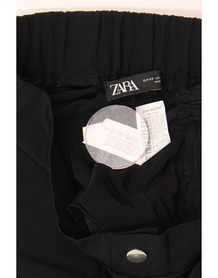 Zara Womens Joggers Cargo Trousers XS W24 L25 Black Polyester