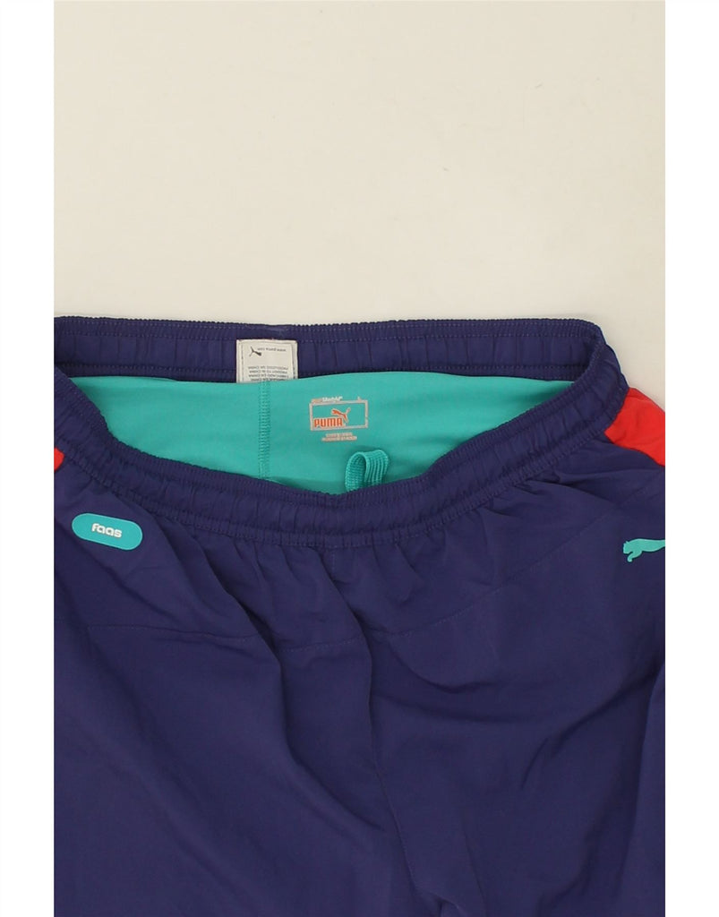 PUMA Mens Sport Shorts Large Navy Blue Colourblock Polyester | Vintage Puma | Thrift | Second-Hand Puma | Used Clothing | Messina Hembry 
