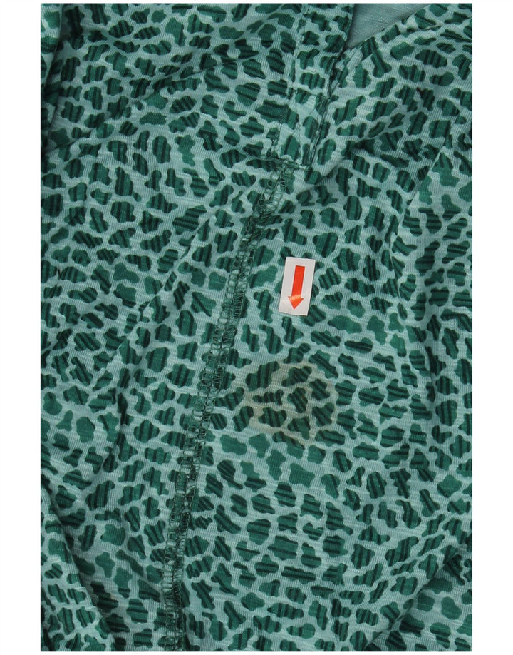 L.L.BEAN Womens 3/4 Sleeve Blouse Top UK 22 3XL Green Animal Print