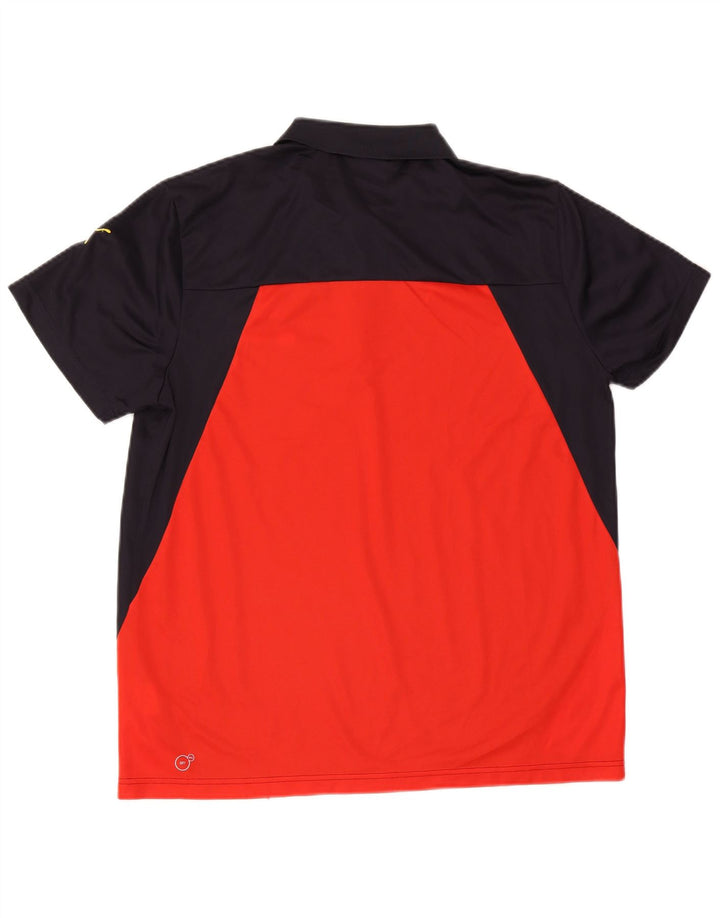 Puma Mens Polo Shirt XL Navy Blue Colourblock Polyester