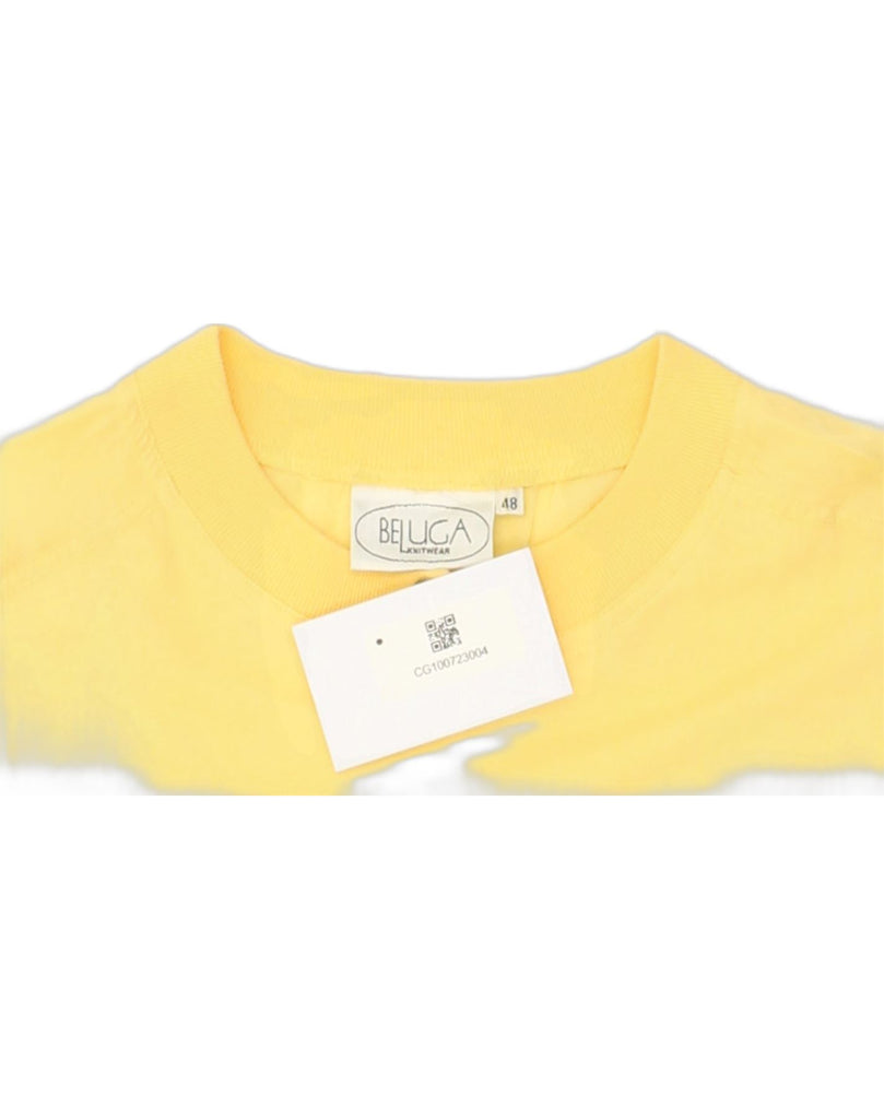 VINTAGE Womens T-Shirt Top IT 48 XL Yellow Cotton | Vintage Vintage | Thrift | Second-Hand Vintage | Used Clothing | Messina Hembry 