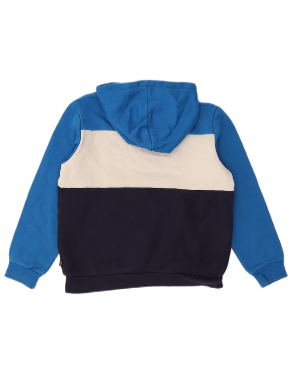 Puma Boys Graphic Hoodie Jumper 11-12 Years Blue Colourblock Cotton