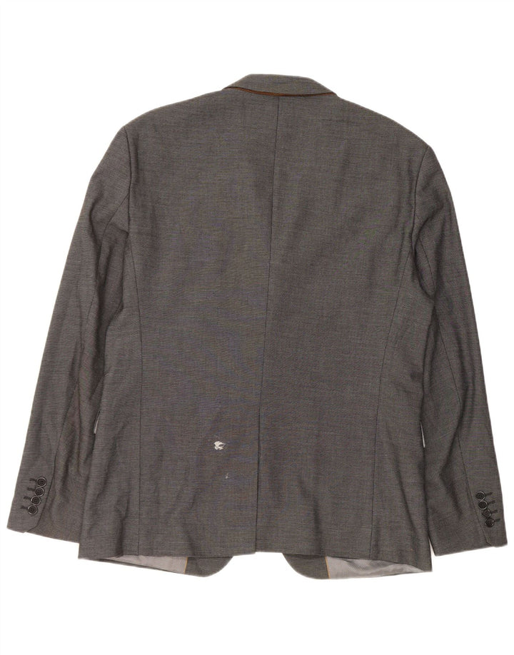 Zara Mens 2 Button Blazer Jacket Size 54 XL Grey Polyester