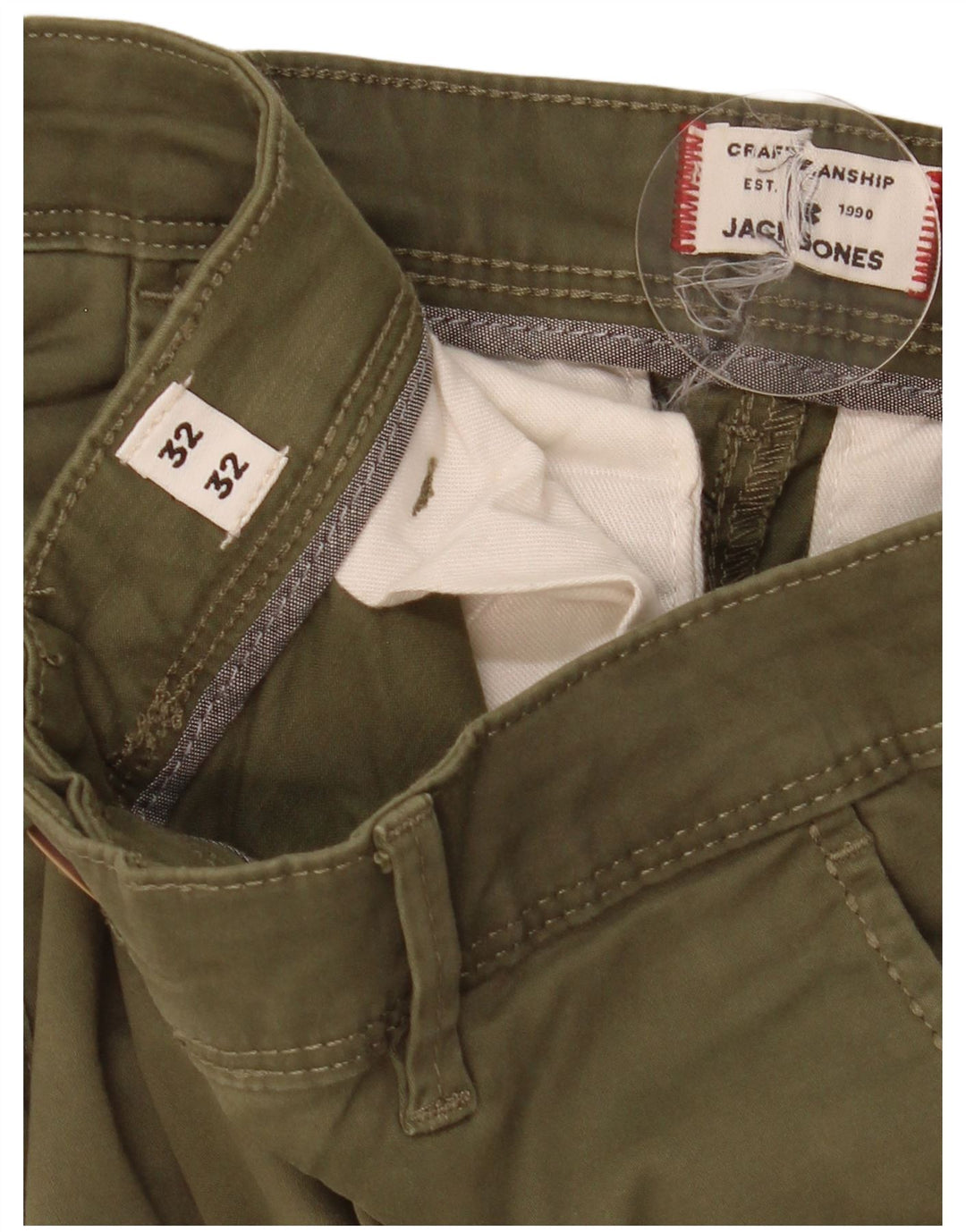 JACK & JONES Mens Slim Chino Trousers W32 L32 Khaki