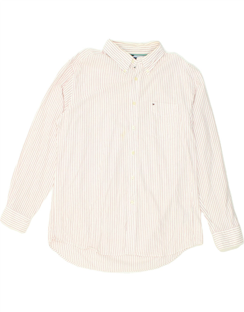 TOMMY HILFIGER Mens Tall Shirt XL White Striped Cotton | Vintage Tommy Hilfiger | Thrift | Second-Hand Tommy Hilfiger | Used Clothing | Messina Hembry 