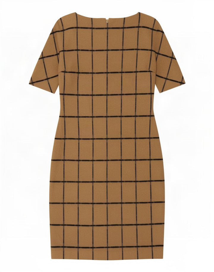 Zara Womens Sheath Dress UK 14 Large Brown Check