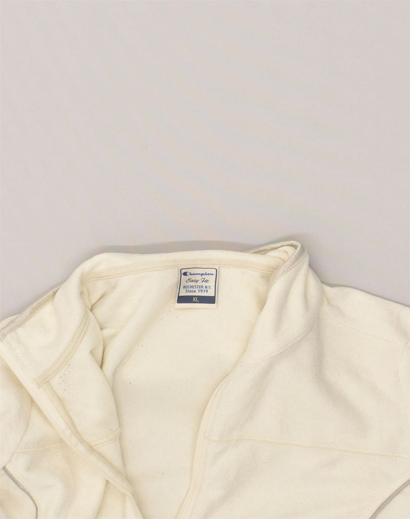 CHAMPION Womens Easy Fit Fleece Jacket UK 18 XL Beige Polyester | Vintage Champion | Thrift | Second-Hand Champion | Used Clothing | Messina Hembry 