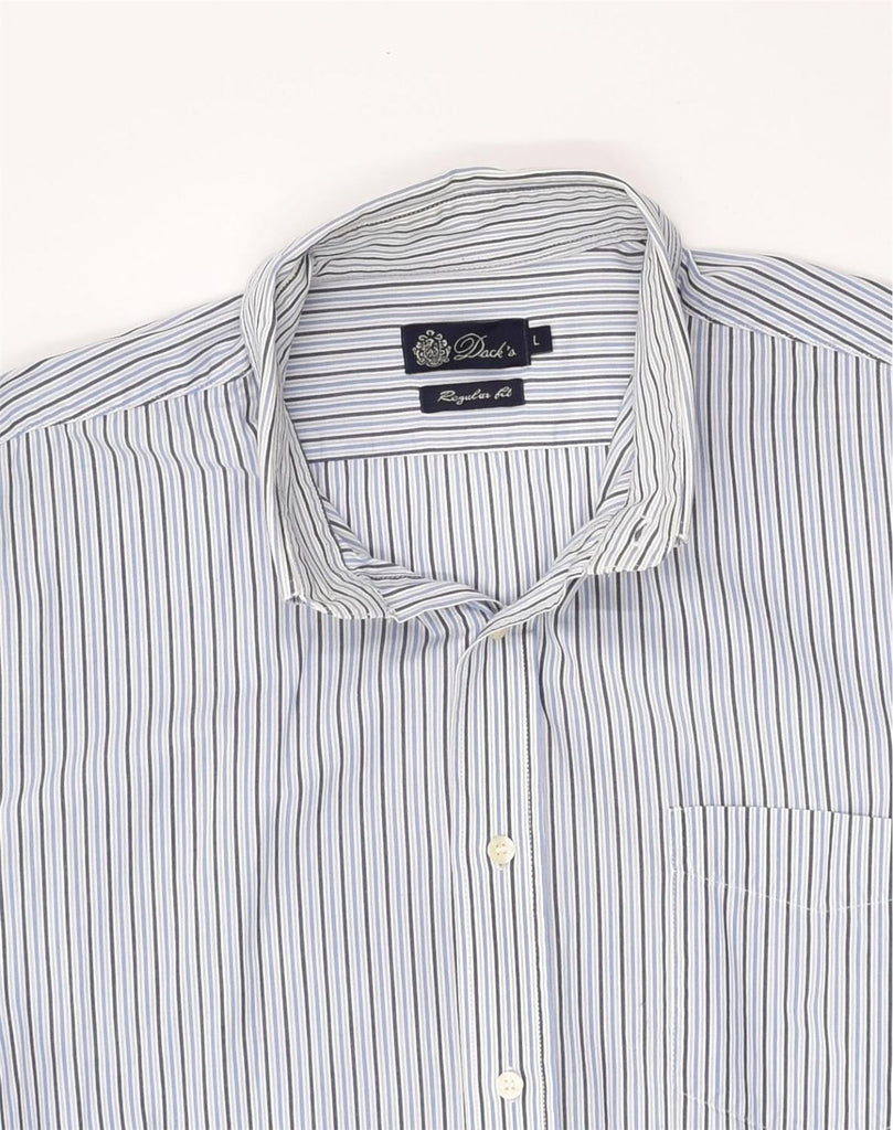 DACK'S Mens Regular Fit Shirt Large Blue Striped Cotton | Vintage Dack's | Thrift | Second-Hand Dack's | Used Clothing | Messina Hembry 