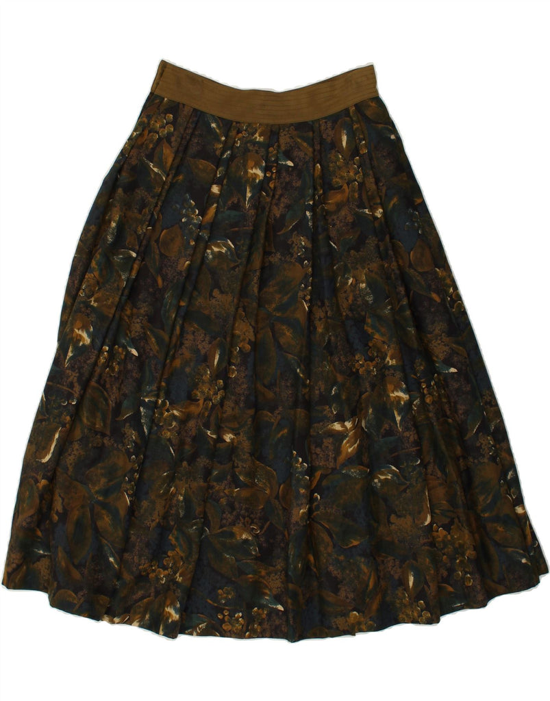 VINTAGE Womens Pleated Skirt IT 44 Medium W28 Brown Floral Polyester | Vintage Vintage | Thrift | Second-Hand Vintage | Used Clothing | Messina Hembry 