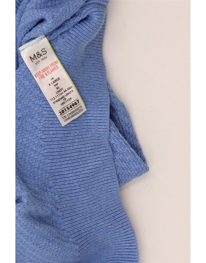 Marks & Spencer Mens Boat Neck Jumper Sweater XL Blue Cotton