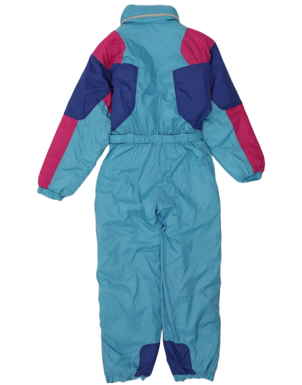 Cacao Womens Hooded Ski Jumpsuit IT 46 Large Blue Colourblock Nylon