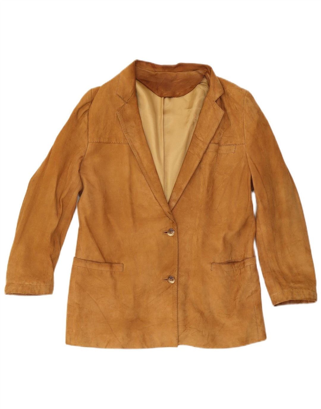 Vintage Womens 2 Button Suede Blazer Jacket UK 12 Medium Brown