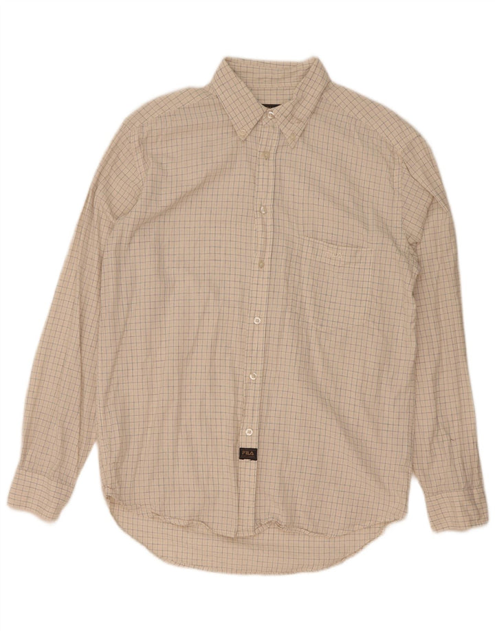 Fila Mens Shirt Medium Beige Check Cotton