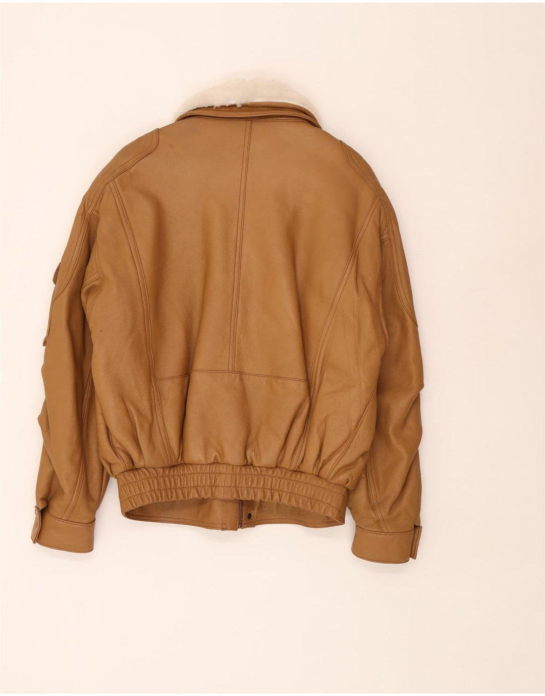Pointers Mens Loose Fit Leather Jacket UK 38 Medium Brown Leather