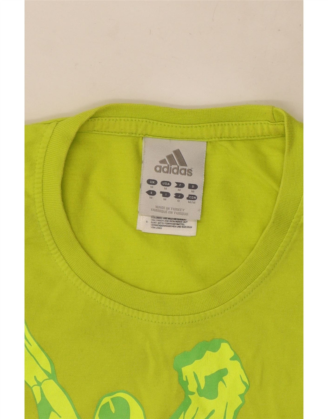 Adidas Mens Graphic T-Shirt Top Medium Green Cotton