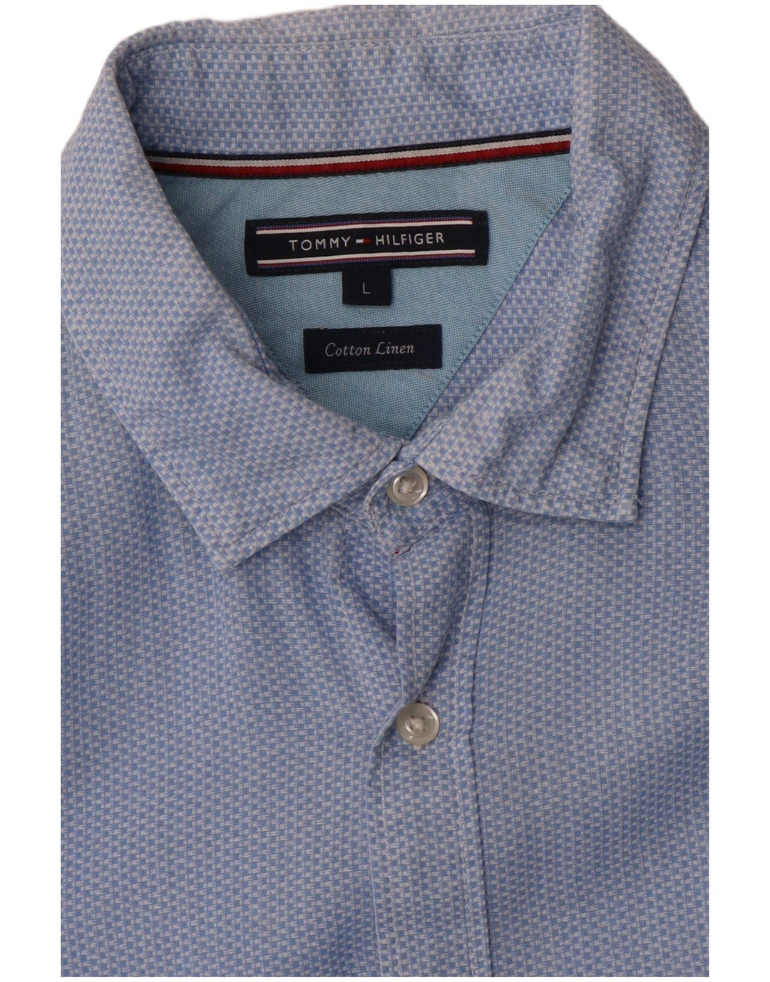 Tommy Hilfiger Mens Shirt Large Blue Check Cotton