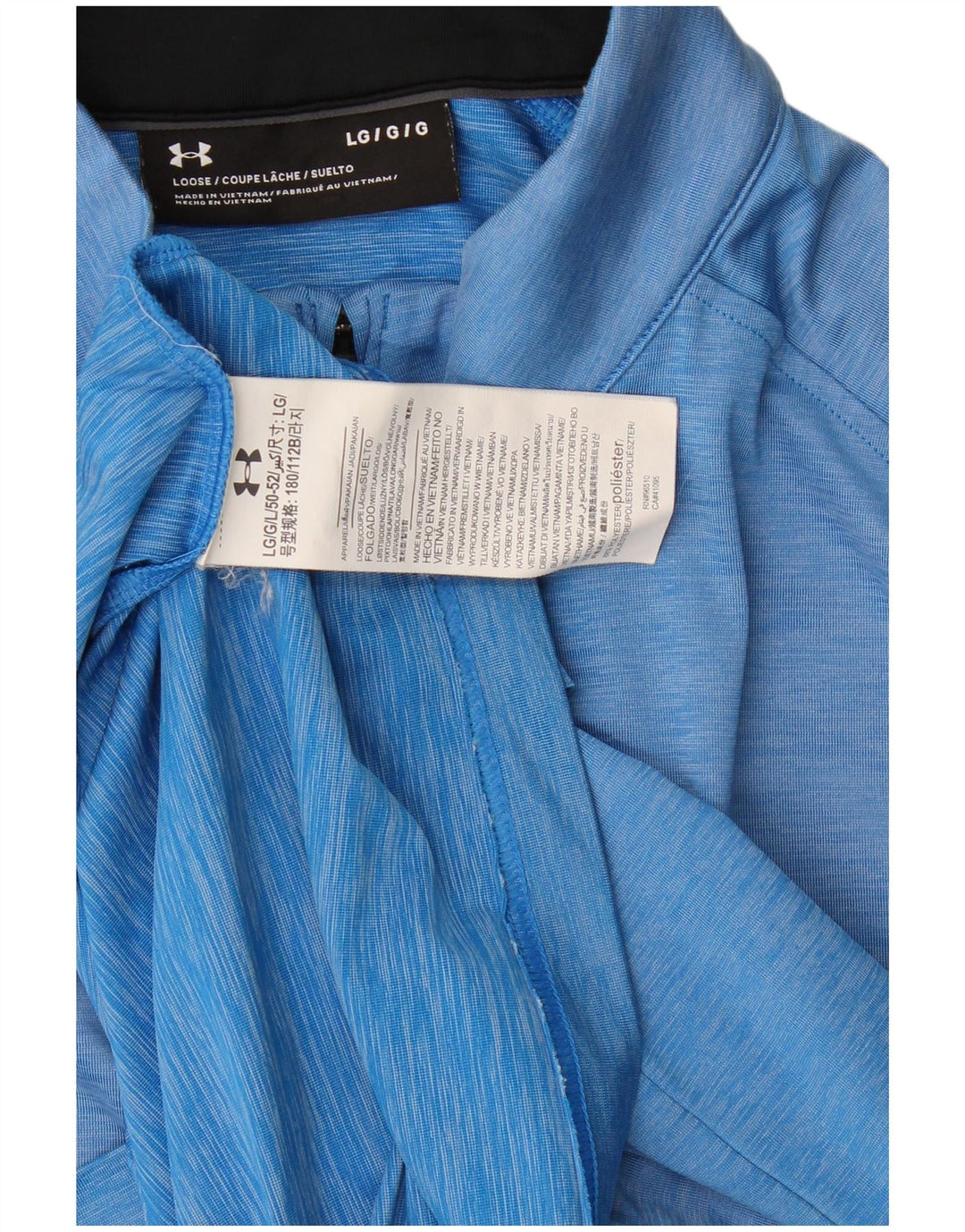 Under Armour Mens Zip Neck Pullover Tracksuit Top Large Blue Polyester